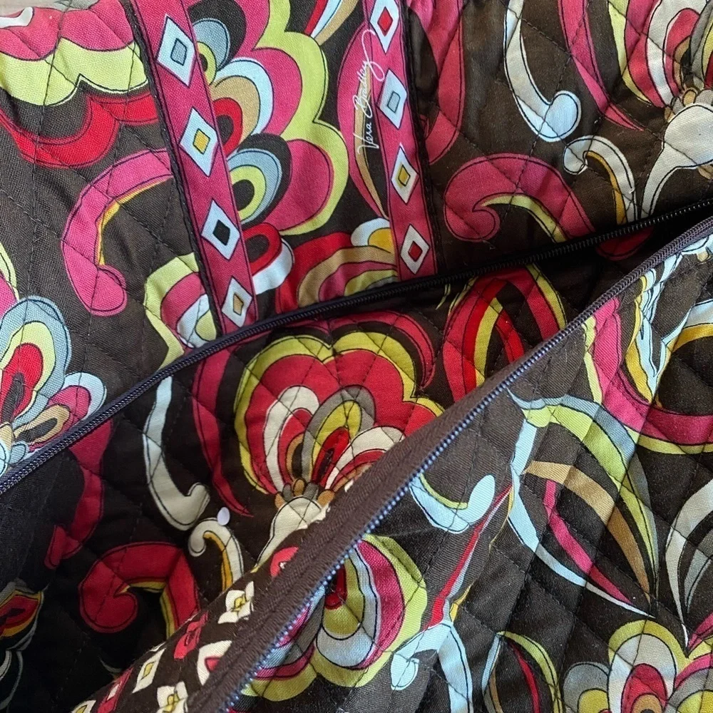 Vera Bradley Messenger Bag Puccini Brown Floral Laptop Carry Purse